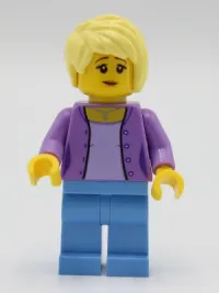 LEGO Female with Medium Lavender Jacket, Medium Blue Legs, Bright Light Yellow Hair minifigure