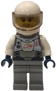 LEGO Astronaut - Male, Flat Silver Spacesuit with Harness and White Panel with Classic Space Logo, Stubble minifigure