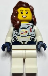 LEGO Astronaut - Female, Flat Silver Spacesuit with Harness and White Panel with Classic Space Logo, Reddish Brown Hair minifigure