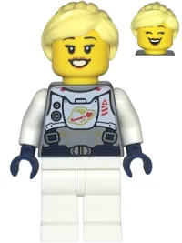 LEGO Astronaut - Female, Flat Silver Spacesuit with Harness and White Panel with Classic Space Logo, Bright Light Yellow Hair minifigure
