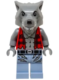 LEGO Werewolf - Torn Red Flannel Shirt, Bare Chest with Fur and Muscles, Sand Blue Legs with Belt and Tears minifigure