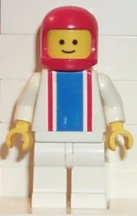 LEGO Vertical Lines Blue & Red - White Arms - White Legs, Red Classic Helmet minifigure