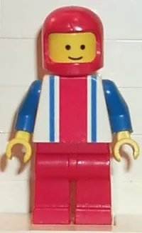 LEGO Vertical Lines Red & Blue - Blue Arms - Red Legs, Red Classic Helmet minifigure