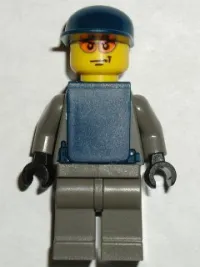 LEGO Police - Security Guard, Dark Gray Legs, Dark Blue Cap, Dark Blue Vest minifigure
