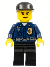 LEGO Police - World City Patrolman, Dark Blue Shirt with Badge and Radio, Black Legs, Black Cap minifigure