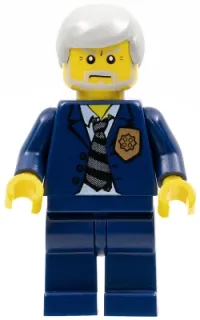 LEGO Police - World City Chief, Dark Blue Suit with Badge and Tie, Dark Blue Legs minifigure