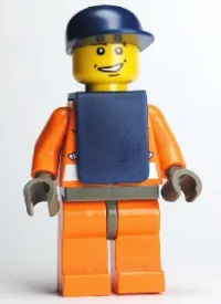 LEGO Coast Guard World City, Orange Jacket with Zipper, Dark Blue Cap, Dark Blue Vest minifigure