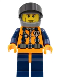 LEGO Coast Guard World City - Orange Torso with Straps, Dark Bluish Gray Helmet, Black Visor minifigure