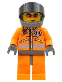 LEGO Coast Guard World City - Orange Jacket with Zipper, Orange Sunglasses, Dark Bluish Gray Helmet, Dark Bluish Gray Hands minifigure