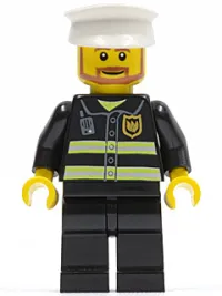 LEGO Fire - Reflective Stripes, Black Legs, White Hat minifigure