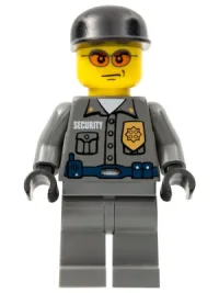 LEGO Police - Security Guard, Dark Bluish Gray Legs, Black Cap minifigure