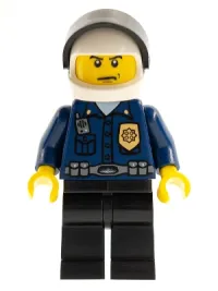 LEGO Police - World City Patrolman, Dark Blue Shirt with Badge and Radio, Black Legs, White Helmet, Black Visor minifigure
