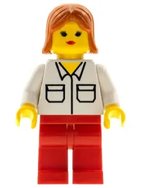 LEGO Shirt with 2 Pockets, Red Legs, Dark Orange Female Hair minifigure