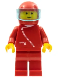 LEGO Jacket with Zipper - Red, Red Legs, Red Helmet, Trans-Light Blue Visor minifigure