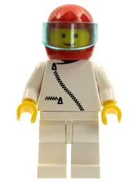 LEGO Jacket with Zipper - White, White Legs, Red Helmet, Trans-Light Blue Visor minifigure