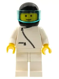 LEGO Jacket with Zipper - White, White Legs, Black Helmet, Trans-Light Blue Visor minifigure