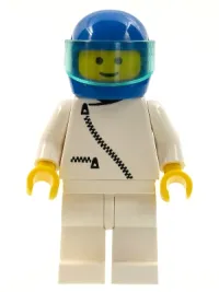 LEGO Jacket with Zipper - White, White Legs, Blue Helmet, Trans-Light Blue Visor minifigure