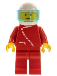 LEGO Jacket with Zipper - Red, Red Legs, White Helmet, Trans-Light Blue Visor minifigure