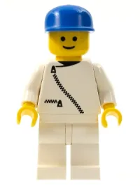 LEGO Jacket with Zipper - White, White Legs, Blue Cap minifigure