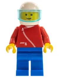 LEGO Jacket with Zipper - Red, Blue Legs, White Helmet, Trans-Light Blue Visor minifigure