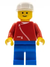 LEGO Jacket with Zipper - Red, Blue Legs, White Cap minifigure