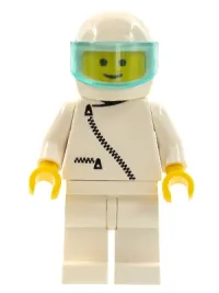 LEGO Jacket with Zipper - White, White Legs, White Helmet, Trans-Light Blue Visor minifigure