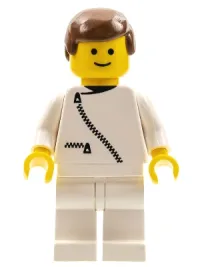 LEGO Jacket with Zipper - White, White Legs, Brown Male Hair minifigure