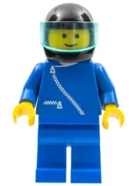 LEGO Jacket with Zipper - Blue, Blue Legs, Black Helmet, Trans-Light Blue Visor minifigure