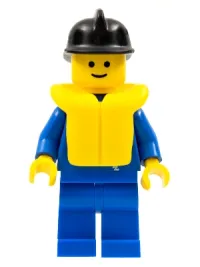 LEGO Jacket with Zipper - Blue, Blue Legs, Black Fire Helmet, Life Jacket minifigure