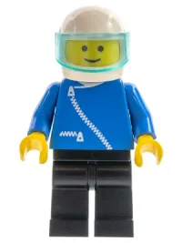 LEGO Jacket with Zipper - Blue, Black Legs, White Helmet, Trans-Light Blue Visor minifigure
