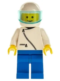 LEGO Jacket with Zipper - White, Blue Legs, White Helmet, Trans-Light Blue Visor minifigure