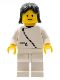 LEGO Jacket with Zipper - White, White Legs, Black Female Hair minifigure