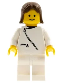 LEGO Jacket with Zipper - White, White Legs, Brown Female Hair minifigure