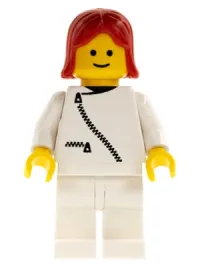 LEGO Jacket with Zipper - White, White Legs, Red Female Hair minifigure