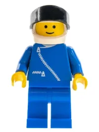 LEGO Jacket with Zipper - Blue, Blue Legs, White Helmet, Black Visor minifigure