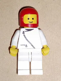 LEGO Jacket with Zipper - White, White Legs, Red Classic Helmet minifigure
