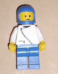 LEGO Jacket with Zipper - White, Blue Legs, Blue Classic Helmet minifigure