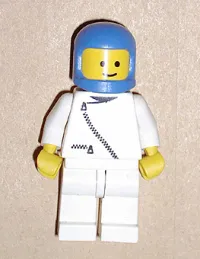 LEGO Jacket with Zipper - White, White Legs, Blue Classic Helmet minifigure
