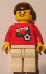 LEGO Soccer Player - Welsh Player 1, Welsh Flag Torso Sticker on Front, Black Number Sticker on Back (specify number in listing) minifigure
