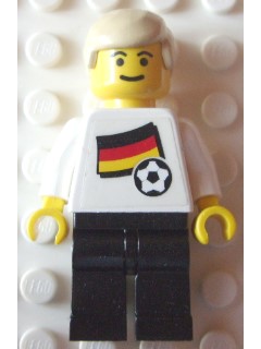 LEGO Soccer Player - German Player 2, German Flag Torso Sticker on Front, Black Number Sticker on Back (specify number in listing) minifigure