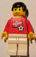 LEGO Soccer Player - Norwegian Player 3, Norwegian Flag Torso Sticker on Front, Black Number Sticker on Back (specify number in listing) minifigure