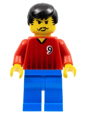 LEGO Soccer Player - Red and Blue Team with Number 9 minifigure