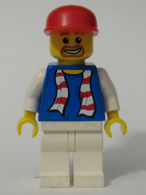 LEGO Soccer Fan Blue - White Legs, Striped Scarf Torso Sticker minifigure