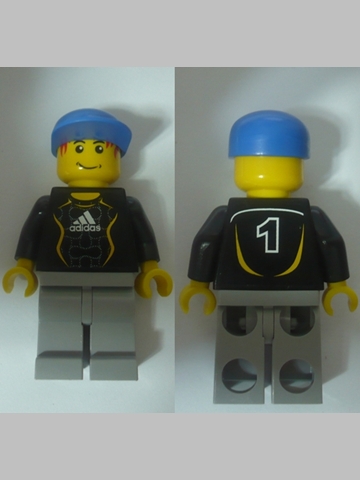 LEGO Soccer Goalie Black - Adidas Logo, White and Yellow Torso Stickers (#1) minifigure