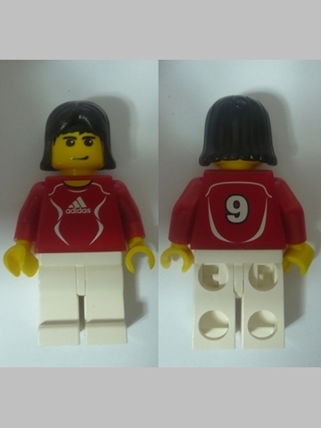 LEGO Soccer Player Red - Adidas Logo, Red and White Torso Stickers (#9) minifigure