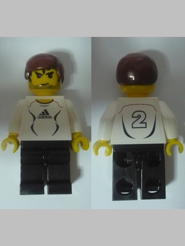 LEGO Soccer Player White - Adidas Logo, White and Black Torso Stickers (#2) minifigure