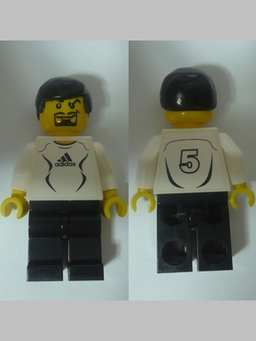 LEGO Soccer Player White - Adidas Logo, White and Black Torso Stickers (#5) minifigure