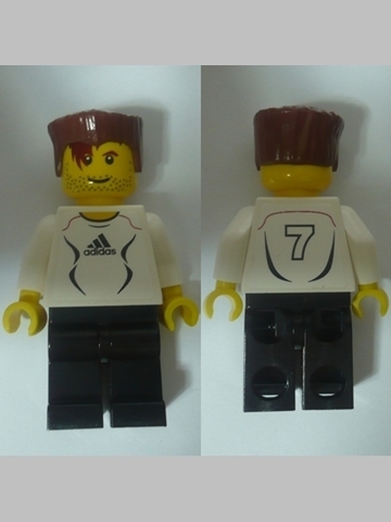 LEGO Soccer Player White - Adidas Logo, White and Black Torso Stickers (#7) minifigure