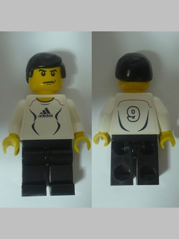 LEGO Soccer Player White - Adidas Logo, White and Black Torso Stickers (#9) minifigure