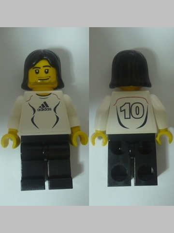 LEGO Soccer Player White - Adidas Logo, White and Black Torso Stickers (#10) minifigure